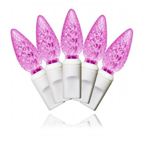 Winterland S-70C6PI-4W Pink LED Light Set With Inline Rectifer On White Wire
