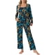 thumbnail image 4 of Puntoco Pijamas para mujer, conjunto de pijamas con bolsillos, camisa de manga larga, pantalones y estampados casuales a la moda para mujer, 4 of 5