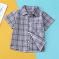 thumbnail image 6 of Cethrio Boys' Button Down Shirts Size 8, School Uniform Summer Collared Boys Short Sleeve Shirts Plaid Shirts Gray, 6 of 6