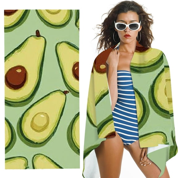RKSupls Avocado Pattern Microfiber Beach Towel, Extra Large Quick Dry Lightweight Absorbent Towel for Travel Swimming Camping, Soft Super Absorbent- 30x60 in