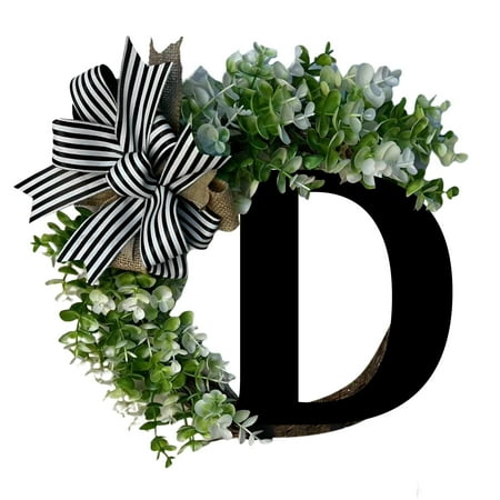 

XiLanHUA Christmas Unique Last Name Year Round Front Door Wreath With Bow Welcome Sign Garland Creative 26 Letter Farmhouse Wreath for Front Door Spring All Seasons Outside Hanger Decor Gift