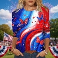 thumbnail image 2 of Htigea Fourth of July Tops for Women 3/4 Sleeve 1776-2026 Shirts Red White and Blue Print Tees Independence Day 250th Anniversary T-Shirts 04 Multicolor XXXXXL, 2 of 7