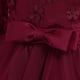 thumbnail image 4 of Vestido de manga larga con cuello redondo para niña, color liso, cuello redondo, primavera y verano, informal, con mangas acampanadas y cuello redondo., 4 of 5
