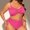 Pink, variant on Top-kevin Womens Plus Size Bikini Set - Tummy Control, High Waisted 2 Piece Swimsuits Bathing Suits