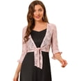 thumbnail image 1 of Top Tolera De Encogimiento De Hombros Estilo Bolero De Encaje De Corazón Con Lazo De Manga Con Volantes Elegante Para Mujer Rosa XS, 1 of 6