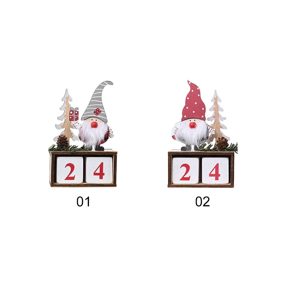 Christmas Wooden Advent Calendar Countdown Santa Claus Xmas Party Desktop Decor
