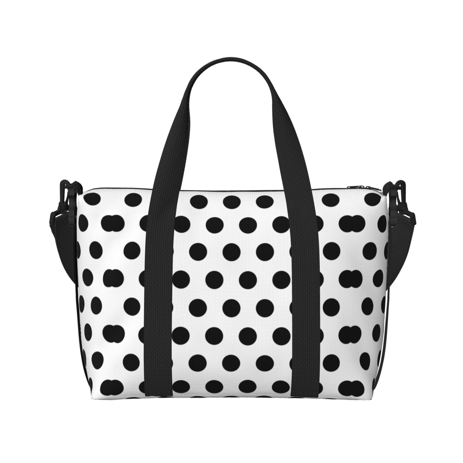 Travel Duffel Bag Black Polka Dot Pattern Sports Tote Gym Bag Shoulder Weekender Overnight Bag For Women Men