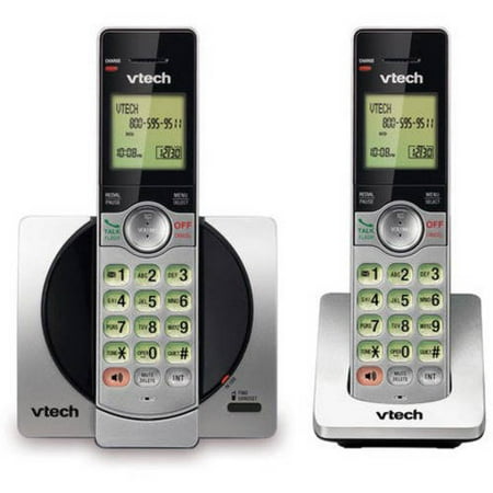 VTech CS6919-2 DECT 6.0 Expandable Cordless Phone with Caller ID and Handset Speakerphone, 2 Handsets, Silver/Black