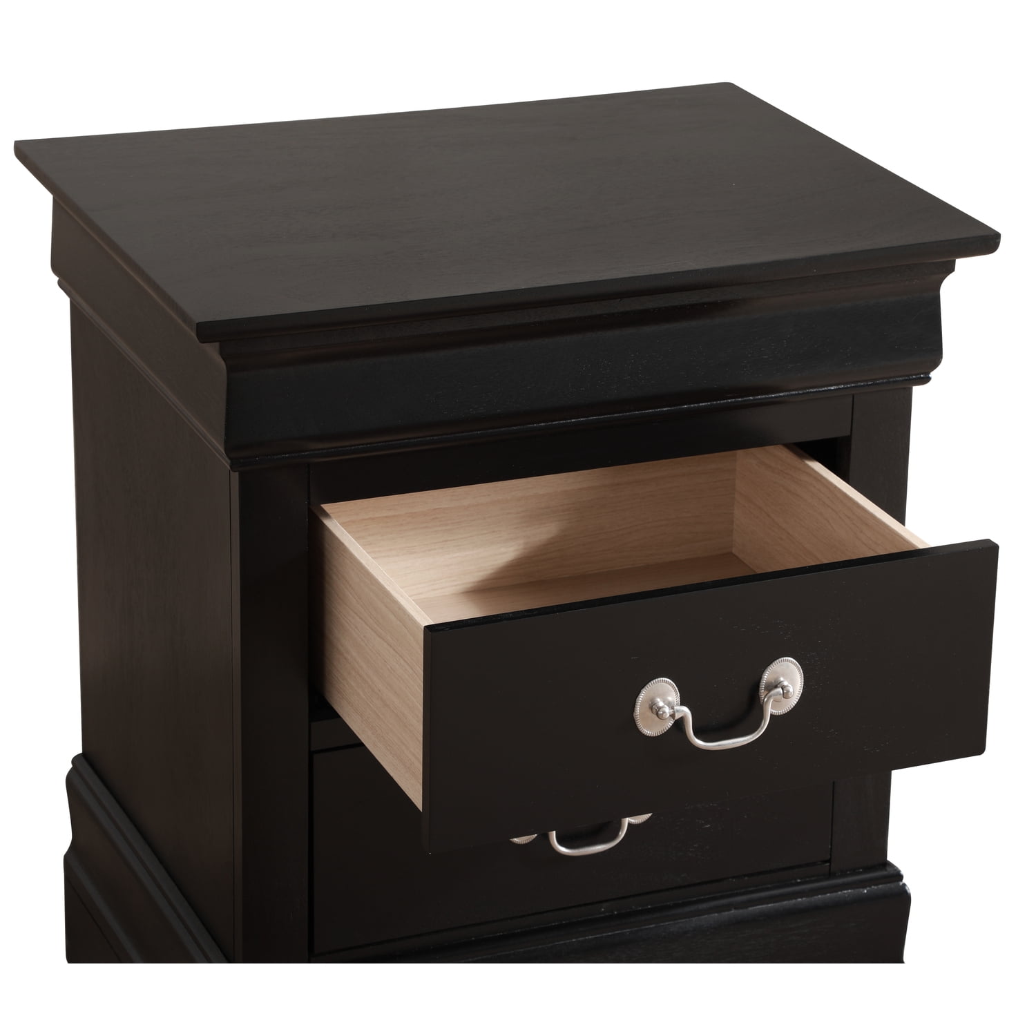 Glory Furniture Louis Phillipe 2 Drawer Nightstand in Black