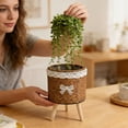 thumbnail image 5 of XQWJWLA Rattan Planter with Wooden Legs, Woven Pot with Stands, Rustic Flower Pot for Home Office Table Desk Patio Decor(#C), 5 of 5