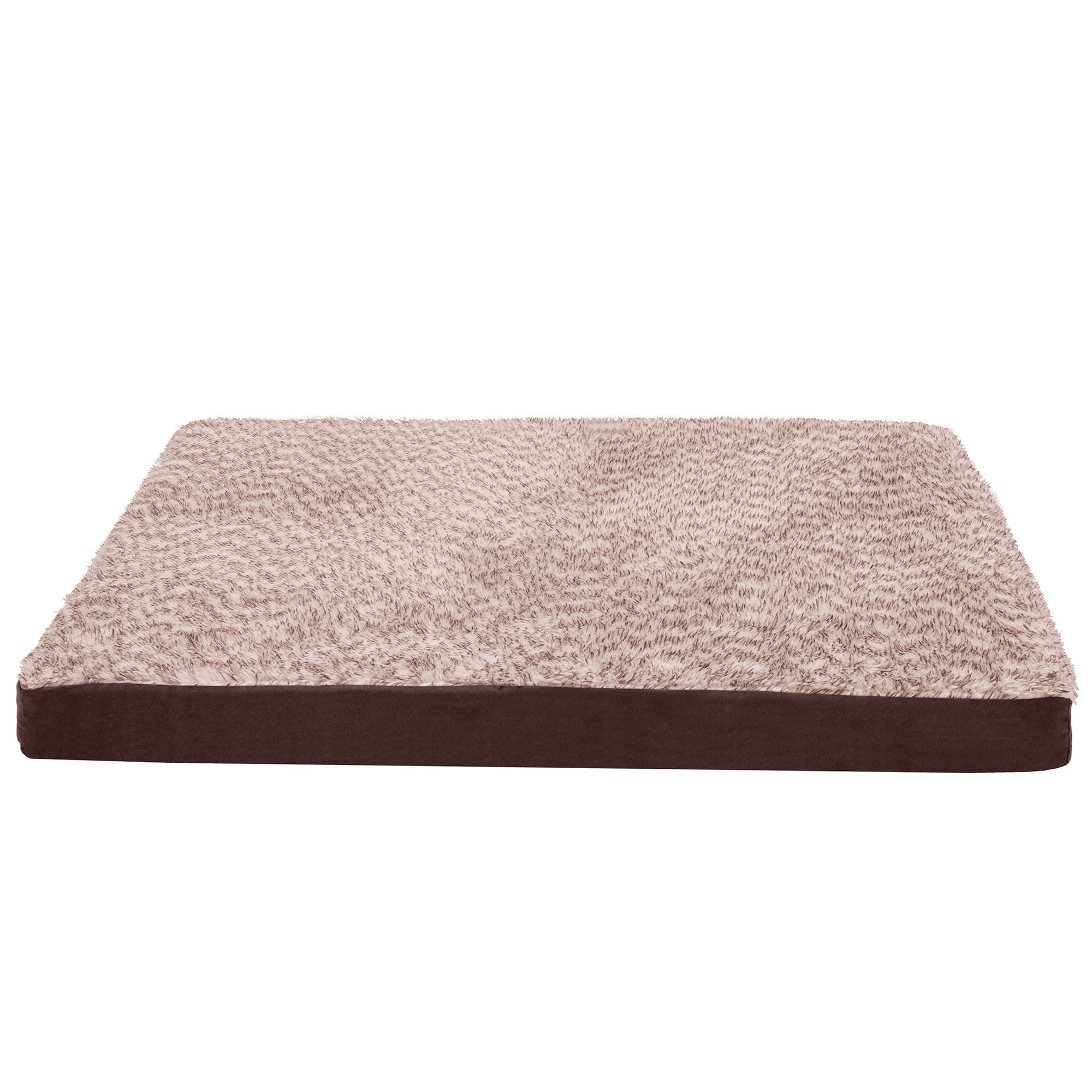 FurHaven Pet Products Two-Tone Faux Fur & Suede Deluxe Memory Foam Pet Bed for Dogs & Cats - Espresso, Large