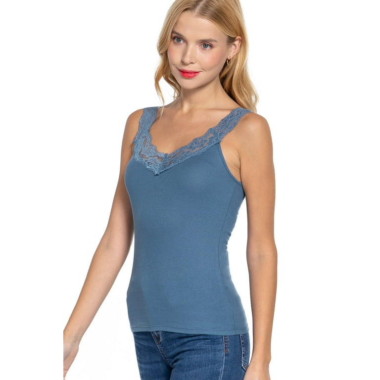 ShezPretty Women's Cami Tank Top Stylish V- Neck Trimmed