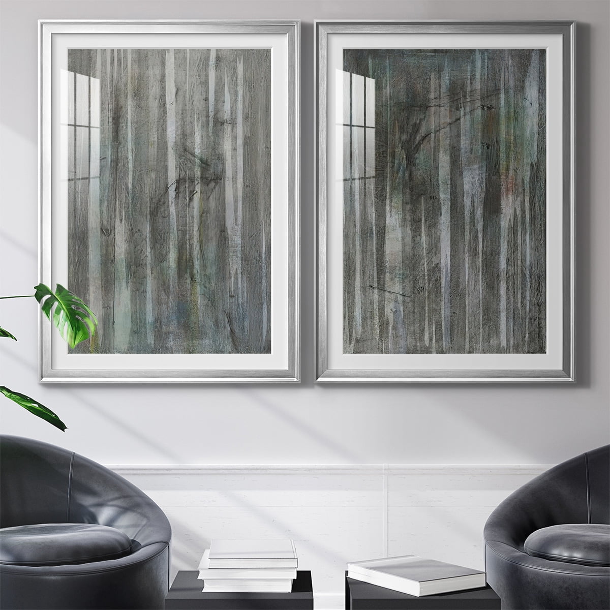 Wexford Home Birch Forest Abstracts I Premium Framed Print, 30.5" x 42.5" - Ready to Hang, Silver (Set of 2)