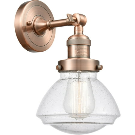 

Antique Copper Tone Wall Sconces 7 Wide Steel/Cast Brass/Glass Medium Base 1 Light Fixture