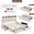 thumbnail image 2 of Upholstered Bed Frame with 4 Storage Drawers & 2-Tier Shelf King Size Bed Frame with Headboard & Side Pockets,Beige, 2 of 8