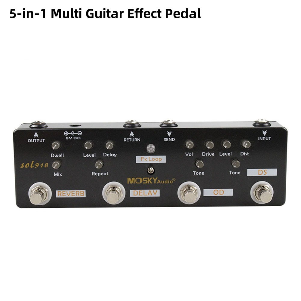 Mosky 5-In-1 Guitar Multi-Effect Pedal Distortion Delay Reverb Overdrive Loop