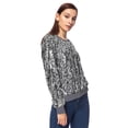 thumbnail image 4 of Women's Sequin Top Round Neck Metallic Long Sleeve Pullover Sweatershirt, Silver, X-Large, 4 of 5