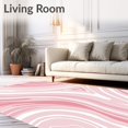 thumbnail image 2 of ODIKA 5'x7' Machine Washable Non-Slip Area Rug, Abstract Marble Vein Design with Fluid Swirls and Highlights High Traffic Rug with Pad, Pink, 481927, 2 of 8