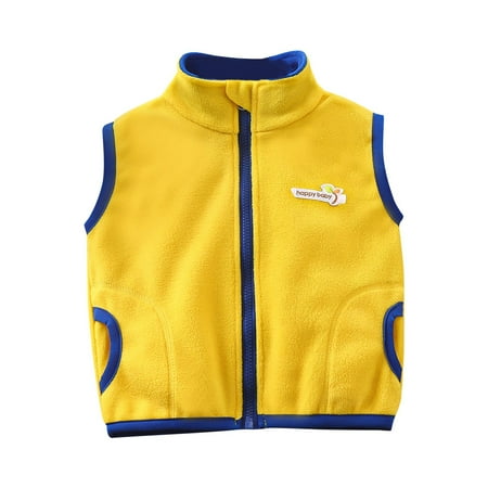 

Atogsazn Toddler Boys Girls Fleece Jacket Children Zip Up Sleeveless Tank Tops Winter Clothes for Kids A-Yellow 2-3 Years on Clearance