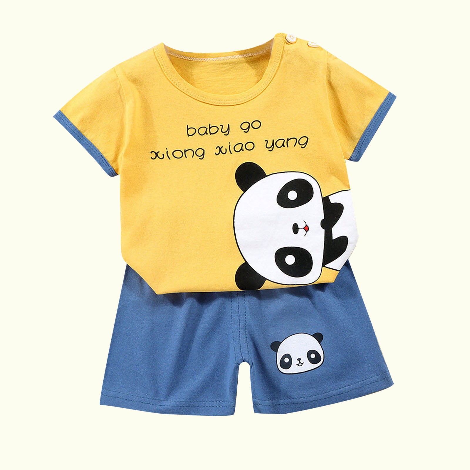 Zanvin Girls Clothing Toddler Kids Baby Boys Girls Fashion Cute Short Sleeve Puppy Print Casual Suit baby Clothing Yellow