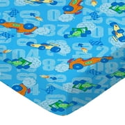 SheetWorld Fitted 100% Cotton Percale Play Yard Sheet Fits BabyBjorn Travel Crib Light 24 x 42, Race Cars Blue