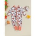 thumbnail image 2 of GXFC Infant Girls Halloween Onesie Clothes 6M 12M 18M 24M Newborn Girls Long Sleeve Zipper Floral Pumpkin Jumpsuits Bodysuit Babysuit with Headband Clothing for Baby Girls, 2 of 9