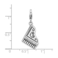 thumbnail image 2 of Sterling Silver Rhodium-Plated Polished 3-D Enameled Grand Piano With Heart Scroll Charm With Fancy Lobster Clasp, 2 of 4