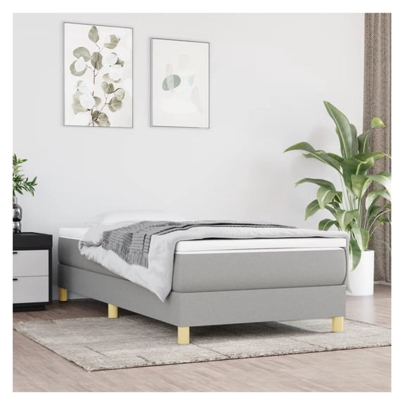 Twin XL Bed Frame Light Gray Fabric, Platform Bed with Plywood Slats - Durable & Supportive for Bedroom Furniture