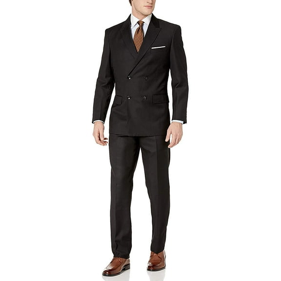 Adam Baker Men's 2-Piece Wool Blend Double Breasted Solid Dress Suit