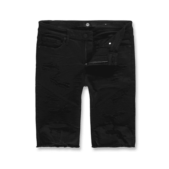 Jordan Craig Men's Moto Ripped Shorts Jet Black j3194s-black