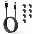 thumbnail image 1 of wonima11 5ft USB to DC 5V Power Cord 5521(5.5x2.1mm) | Braided Nylon & Aluminum Shell | 6pcs DC Adapter Tips | Fast & Durable Charging for CCTV Cameras, Routers, LED Strips, Black, 1 of 1