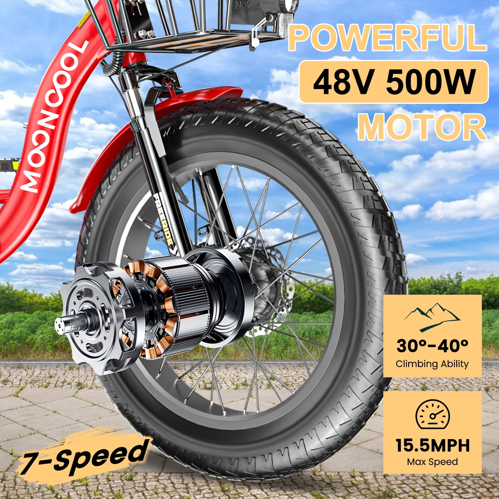 Lilypelle 7-Speed Electric Tricycle with 20" x 4" Fat Tires for Adults,500W 48V 14.5Ah Lithium Battery ,3 Wheels Electric bike with Front & Rear Basket for Men, Women,Senior
