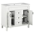 thumbnail image 6 of 36'' Modern Bathroom Vanity with Top Sink, Bathroom Storage Cabinet with 2 Soft Closing Doors, Shelves, 1 Big Drawer, 1 Small Drawer, Single Sink Bathroom Vanity For Kitche, Bathroom, White, 6 of 9