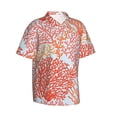 thumbnail image 3 of Xecao Corals print Hawaiian shirt - a stylish short-sleeve button-down for men, perfect for casual beach and tropical outings., 3 of 9