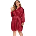thumbnail image 3 of GFDYREE Women's Plus Size Satin Robes Plus Size Silky Kimonos Robes Sleepwear,Short, 3 of 5