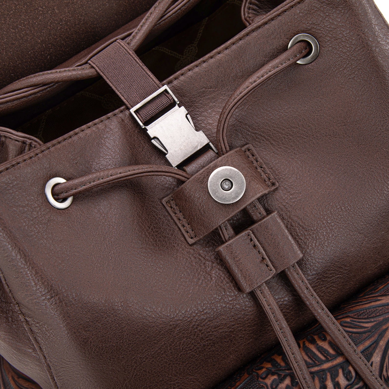 Wrangler Backpack Purse for Women Men Floral Tooled Designer Travel Bags, Cofffee