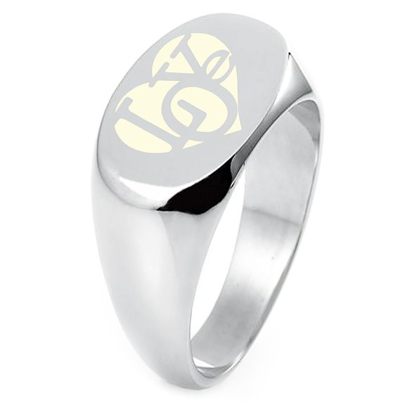 Sterling Silver Iconic Love Heart Engraved Oval Flat Top Polished Ring
