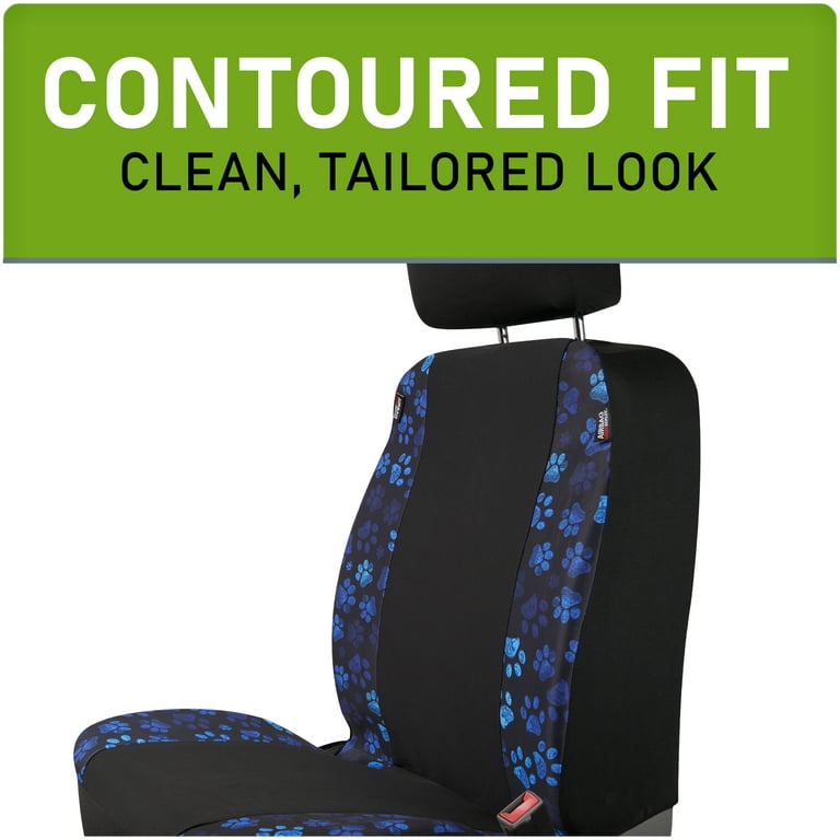 Auto Drive Paw Print Seat Cover - Black & Blue - 1 Pieces 43772WDI