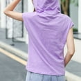 thumbnail image 3 of Summer Hooded T-Shirts Womens Cap Sleeve Hoodies T Shirts Trendy Loose Casual Petite Tops Loungewear Purple, S, 3 of 7