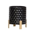 thumbnail image 2 of Honeycomb Metal Planter Pot With 4-Leg Gold Metal Base - Black - 10"H x 9"W, 2 of 4