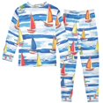 thumbnail image 2 of FORMRS Long Sleeve Top and Pants Pajama Set for Niños 2-Piece Sleepwear, Sizes 18M-8Y, Orange Sailboats, 2 of 6