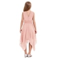 thumbnail image 2 of Linjinx Kids Flower Girls Chiffon V Back Wedding Bridesmaid Dress Asymmetric Hem Pleated Waist Pink 10, 2 of 7