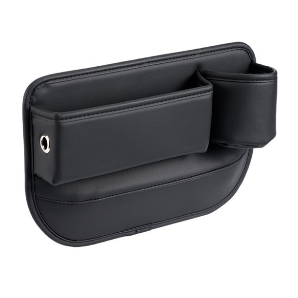 Organizador de espacio para asientos de coche con portavasos y compartimento para llaves y teléfono, de piel sintética resistente a arañazos, para el interior del coche.