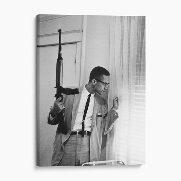 Malcolm X Machine Gun Civil Rights America 1960s Canvas Wall Art Print