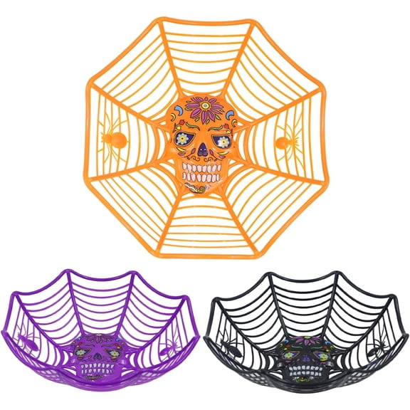 Manymiba 3 Pcs Halloween Candy Bowls, Plastic Trick or Treat Serving Bowls,Reusable Candy Holder for Halloween Table Decoration