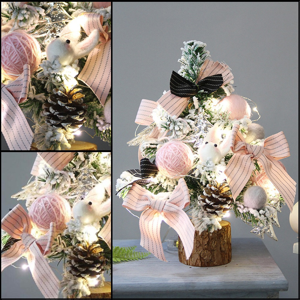 YIWULA Diy Artificial Flocking Christmas Tree Led Multicolor Lights