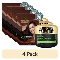 (4 pack) Herbishh Hair Dye Shampoo Dark Brown Color 3-in-1 Travel Pack (30ml x20)   Keratin Argan Oil Hair Mask for Dry, Damaged & Color Treated Hair, 150ml, Long Lasting Hair Color, For Women & Men