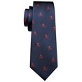 thumbnail image 3 of Navy Red Skull Designer Mens Tie Necktie Handkerchief Cufflinks Set Silk Ties For Male Stylish Party Business Gift, 3 of 5