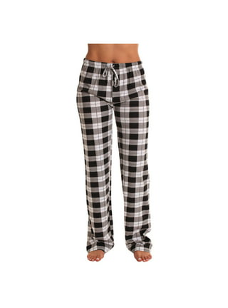 Verdusa Women's Buffalo Plaid Print Fuzzy Pajama Pants Loungewear Sleep  Pants, Black and White, X-Small : : Clothing, Shoes & Accessories