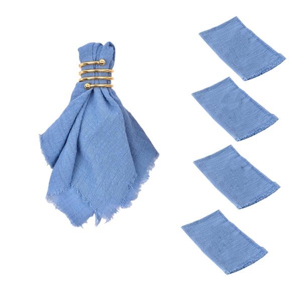 Reusable Linen Napkins,QZS Handmade Cotton Linen Cloth with Fringes,6Pack Dinner Table Napkins for Wedding,Party Decoration,16.5x16.5 inches